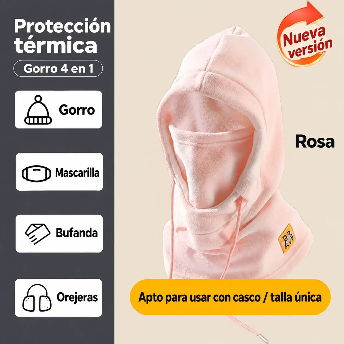 ❄️ Gorro térmico integral con forro polar que te mantiene abrigado hasta -20 grados Celsius. ⛷️ Ideal para esquiar, andar en moto y actividades al aire libre.