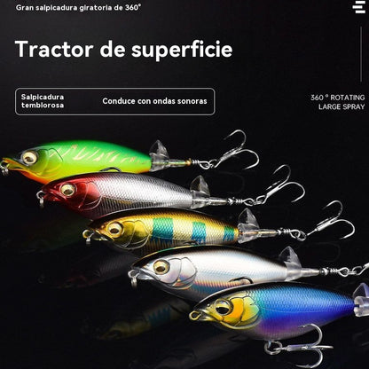 🔥【5 piezas】Señuelo de Superficie Profesional con Hélice Giratoria de 360°