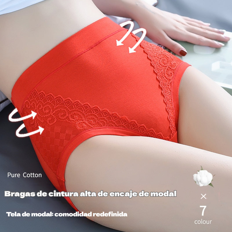 🔥🩲【6 piezas】 Último día - 50% de DESCUENTO - Ropa interior antibacteriana de talle alto con control de abdomen
