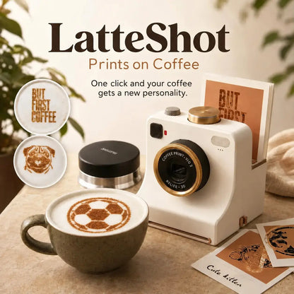 【 Incluye 12 tarjetas con diseños de un solo color, seleccionadas al azar. 】🔥 Cámara Retro para Latte Art — Impresora mecánica de plantillas para Latte Art