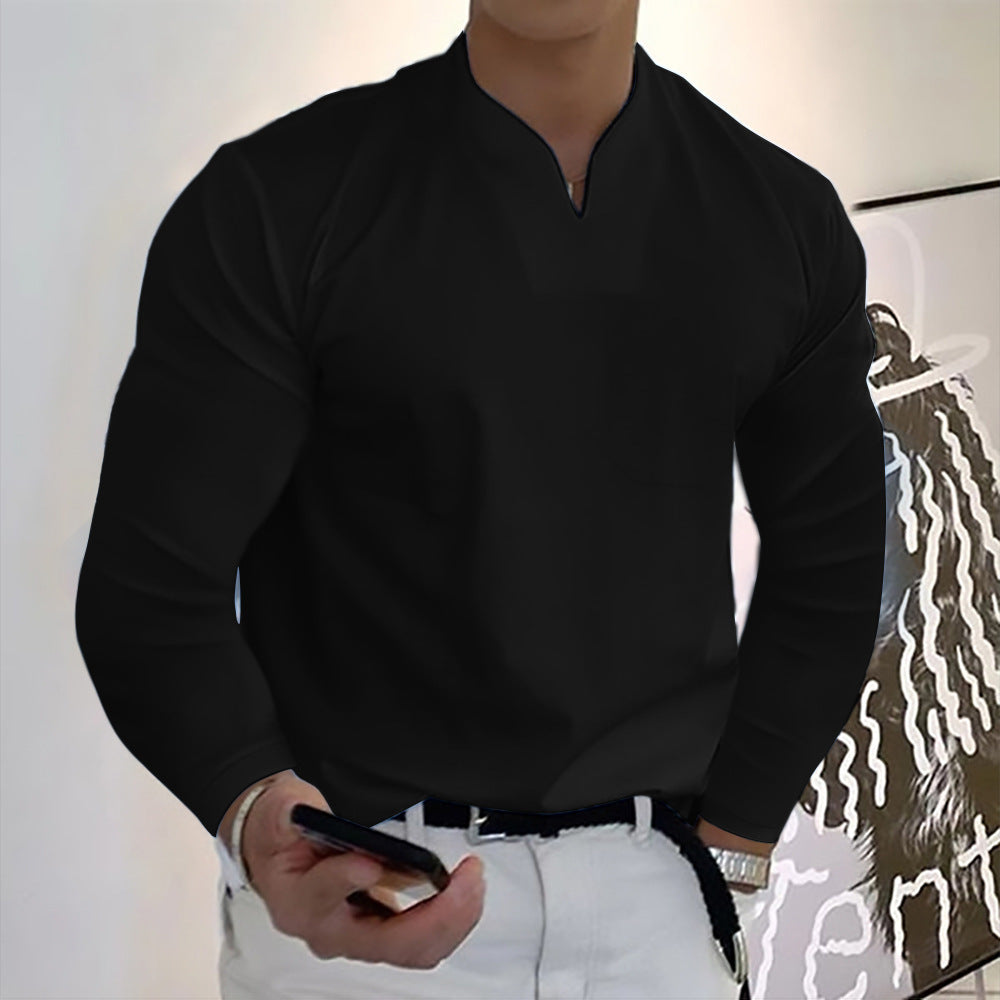👔🔥【40-120 kg】Camiseta deportiva de manga larga de algodón con cuello en V para hombre ✅️Pago contra entrega