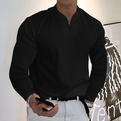 👔🔥【40-120 kg】Camiseta deportiva de manga larga de algodón con cuello en V para hombre ✅️Pago contra entrega