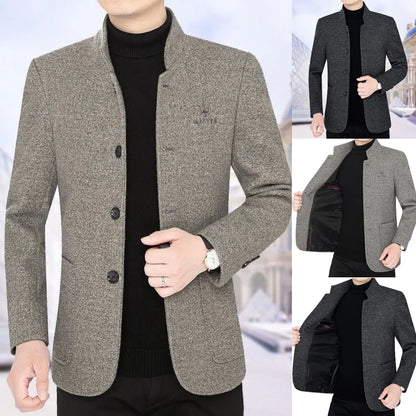 ⛄️🤗【M–4XL】🔥 Nueva chaqueta con cuello: suéter grueso de lana para hombre con forro de terciopelo – otoño/invierno