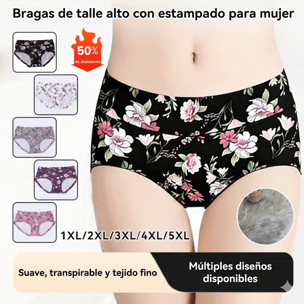 😍 Compre 4 y llévese 3 gratis💕 【50–110 kg】 Ropa interior de algodón cómoda y antibacteriana, nuevos modelos estampados.