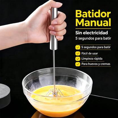 30€【 Conjunto de 2 piezas】Batidor de huevos semiautomático de acero inoxidable