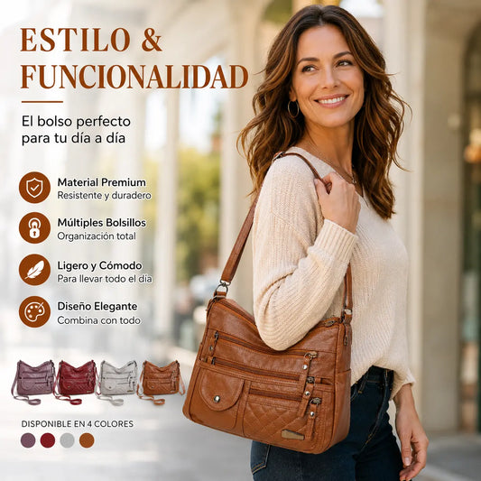 🔥Último día⏰50% de descuento👜Bolso de cuero suave de gran capacidad y múltiples capas para mujer