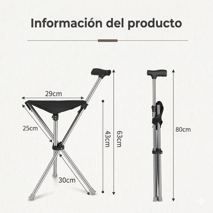 ✨Bastón plegable 2 en 1 con silla, Las muletas son anticaídas, plegables y portátiles✅Bastones de trekking telescópicos