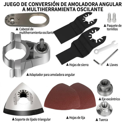 🔥 Oferta 2026 🎁🎁 Conjunto convertidor de amoladora angular, adaptador de cabezal universal, convertidor de amoladora angular de acero al carbono a herramienta múltiple🔥🔥